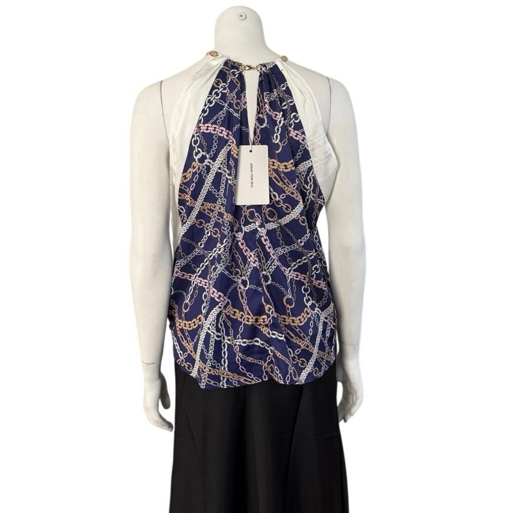 New The Noli Shop Blouse Women's Medium Mika Silky Chain Link Pattern - Picture 2 of 6